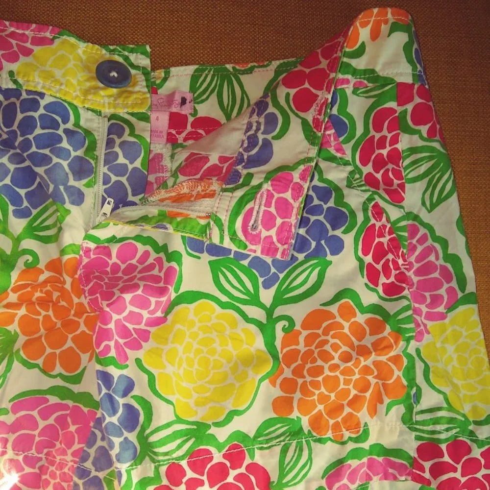 Lilly Pulitzer Floral Resort Fit Bermuda 100% Cotton Shorts Sz 4 - Picture 5 of 8